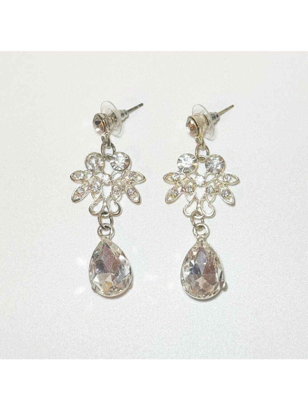 Sparkling Silver Crystal Drop Earrings